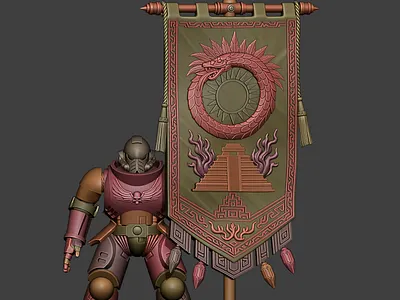 Mesoamerican themed space marines banner 3d 3d art 3d model 3d printing 3d sculpting blender design warhammer