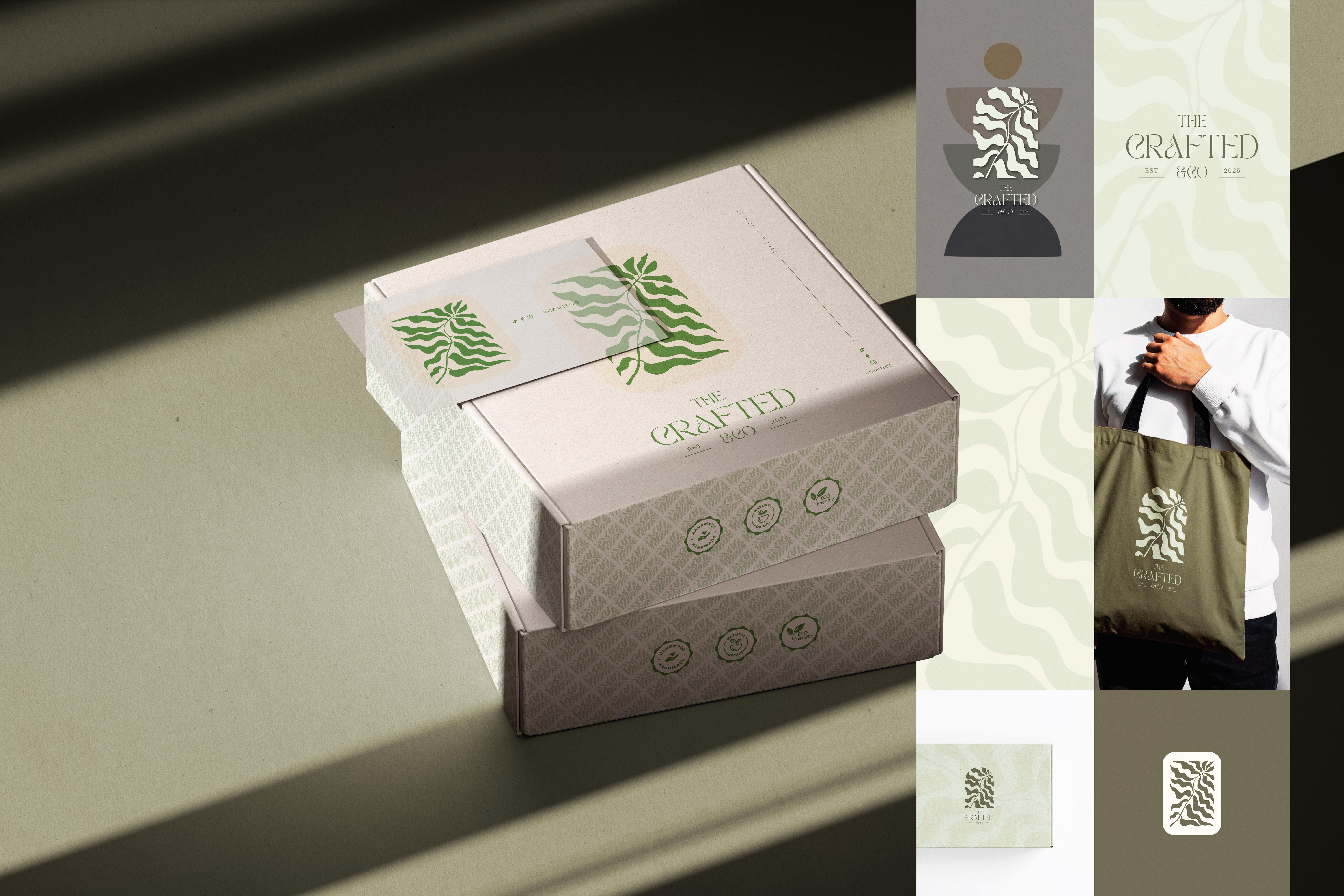 Crafted Box Packaging box design branding cardboard crafted crafted box crafted logo crafted packaging custom packaging design graphic design handmade packaging illustration label design logo logo design minimalist aesthetics natural packaging packaging design product packaging