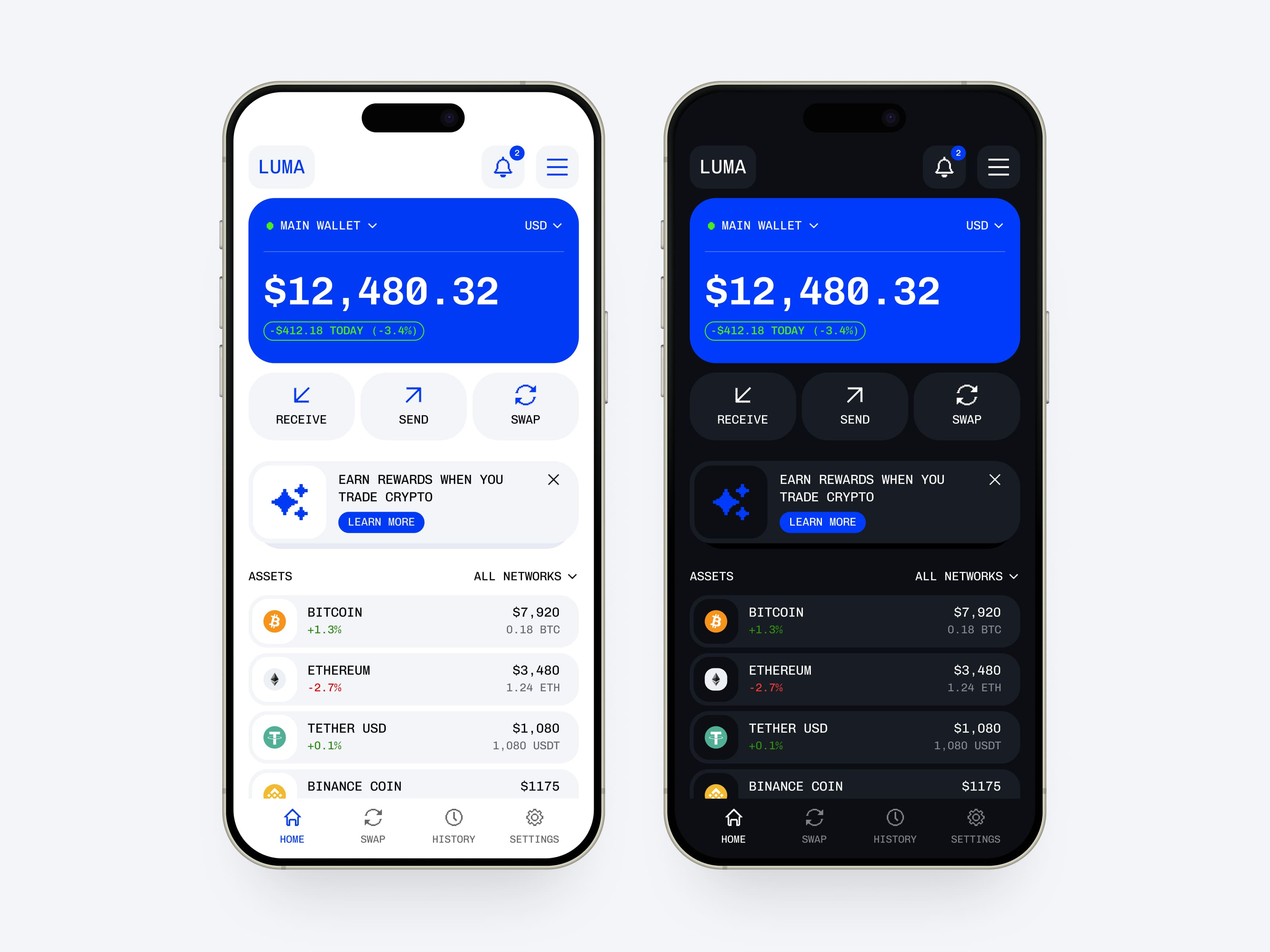 Mobile Wallet App app crypto dark theme fintech mobile ui wallet web3