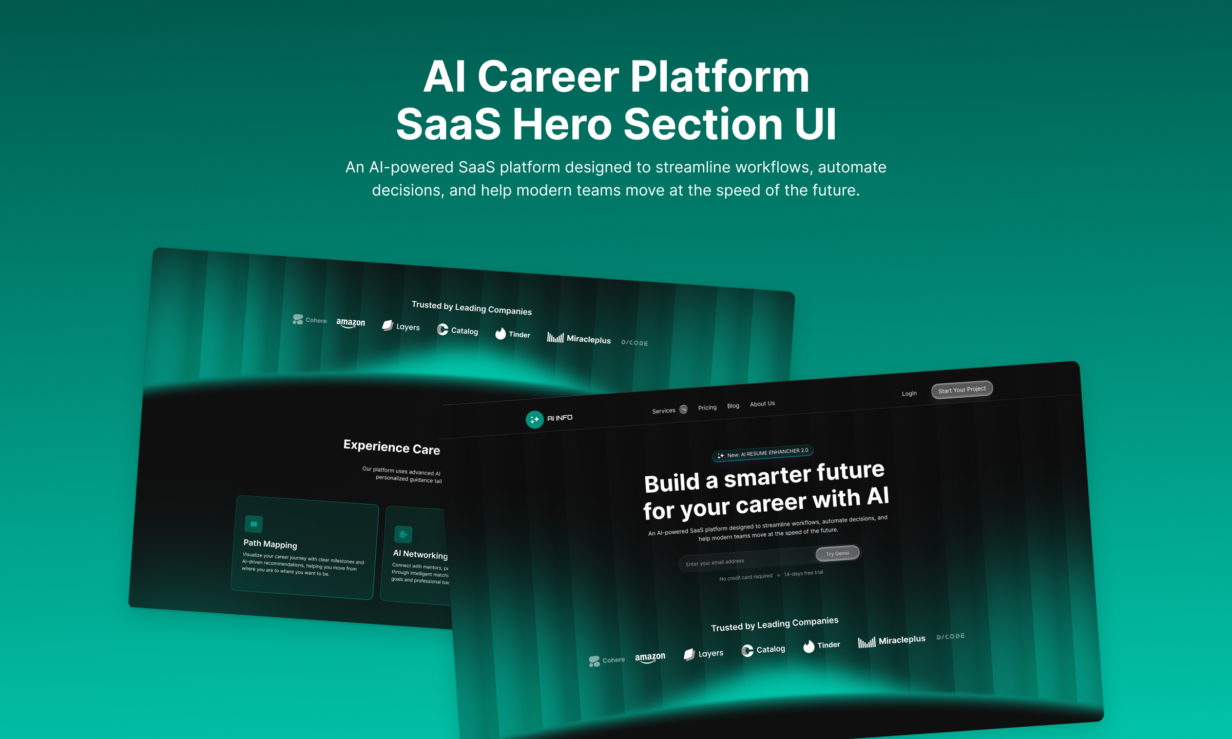 AI Career Platform – SaaS Hero Section UI ai darkui dribbble figma futuristui herosection landingpage minimal productdesign saas startup ui ui design uidesign uiux user interface ux webdesign