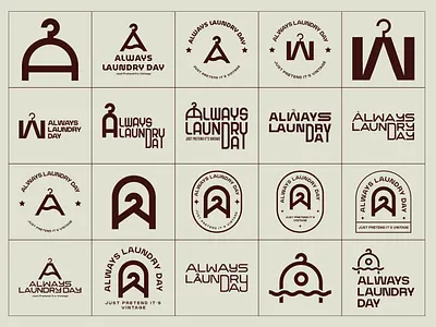 Logo Variations: Always Laundry Day badge logo brand identity brand manual brand style branding clothing brand corporate design emblem logo fashion branding icon design iconic logo laundry logo logo animation mascot logo minimal logo minimalist logo typography