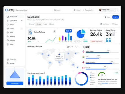 Jetty – Insurance Management Platform Dashboard 3d creative design design system dribbble best shot insurance ios android interface landing page design minimal clean new trend modern design popular trending graphics saas ui