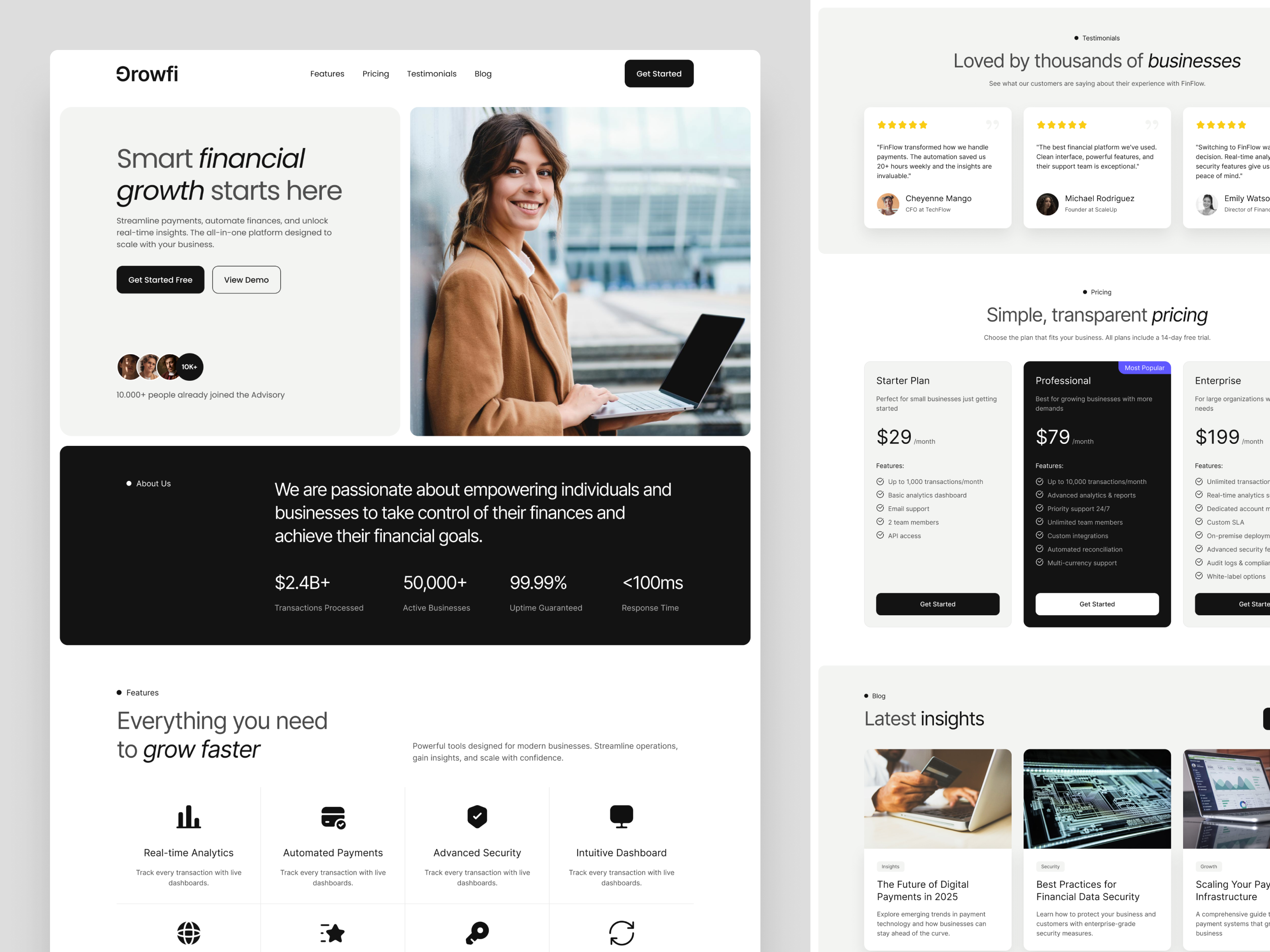 Modern Fintech SaaS Landing Page UI Design business cleanui dashboard design finance fintech landing page landingpage minimal productdesign saas startup ui uidesign uiux uxdesign web design webdesign website webui