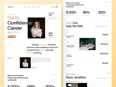 Career Coaching Website Design Concept careercoach careercoaching coachinglandingpage coachingwebsite figmadesign landingpagedesign lifecoach minimalweb personalbranding servicewebsite uidesign uxdesign webdesign wordpressdesign