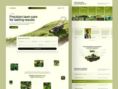 EarthSlice • Lawn Care Website Design green home service interface landing page landscaping lawn care lawn care website local business nature service based service website ui ui ux web design web ui website website design wingly