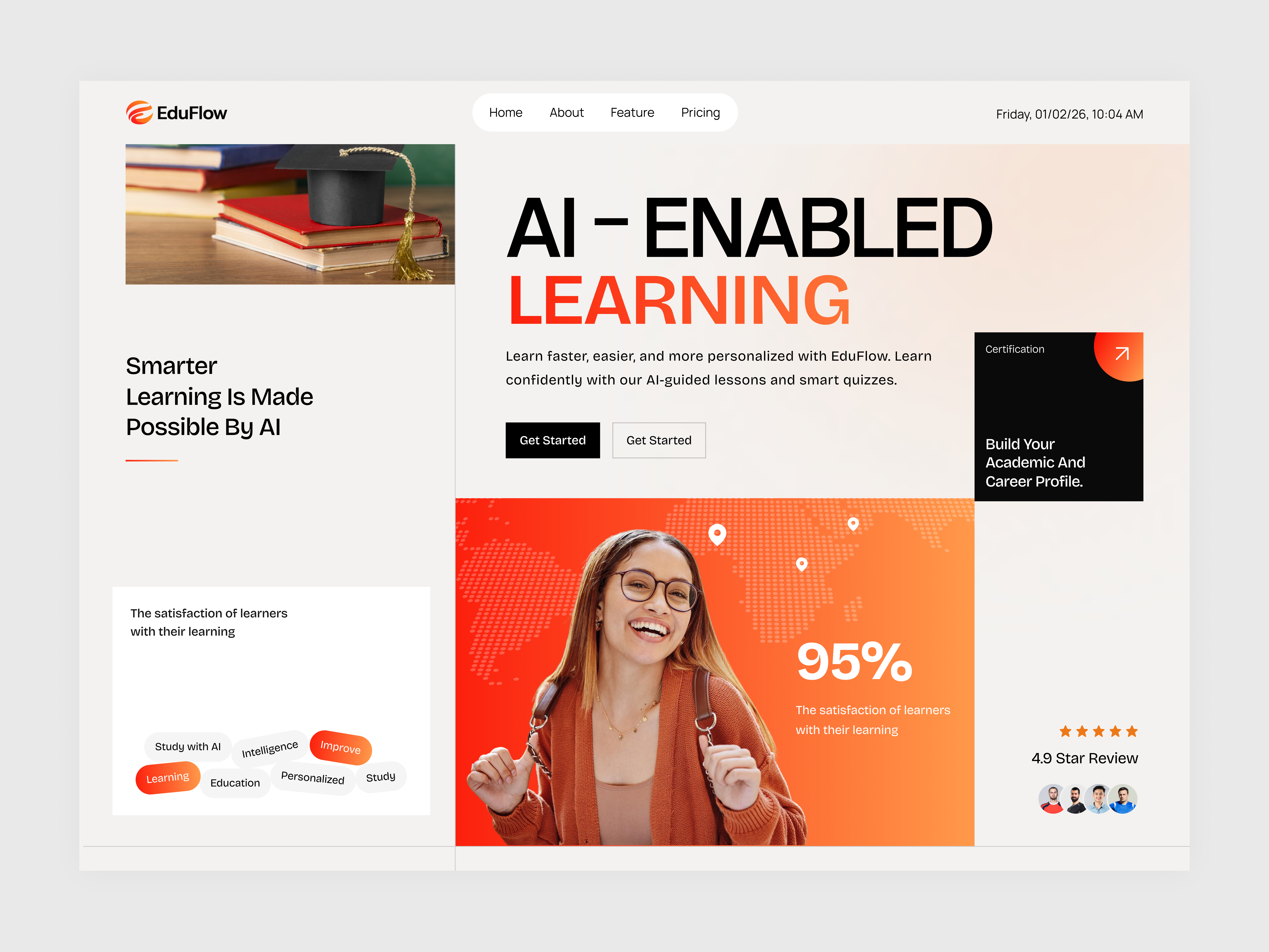 AI-Powered Learning Platform Website ai education website ai education website design ai learning platform design system e learning platform ui edtech website design education landing page education startup website ui learning management system modern education ui online course website online education platform ui product design saas education website web design web ui design website design