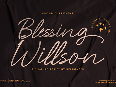 Blessing Willson branding brush chic design elegant handwriting handwritten illustration lettering logo modern personal retro script signature stylish ui vintage wedding