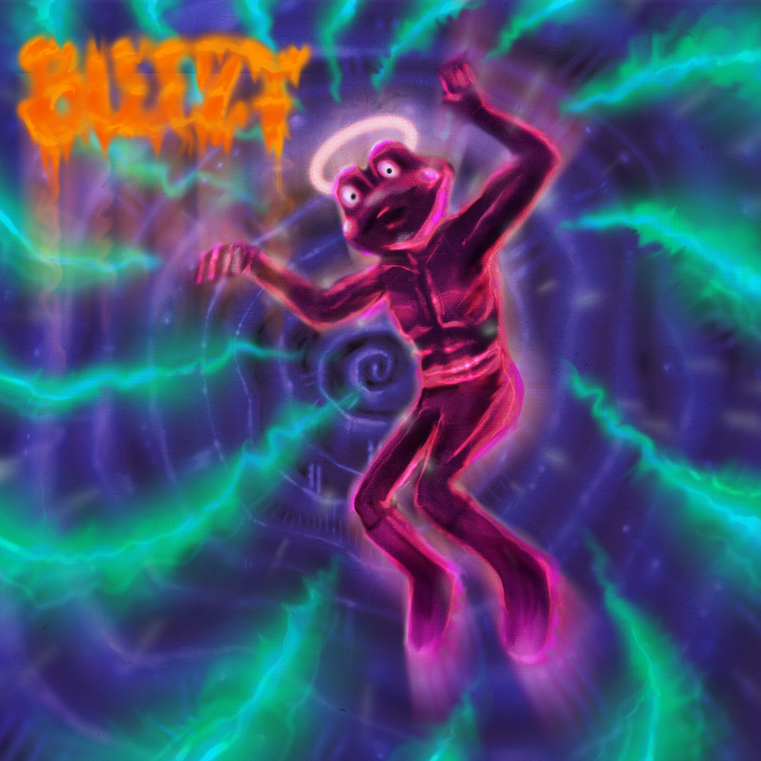 "Floating Frog" art branding color color pencil cosmic design draw dream frog illustration music space vintage water ink