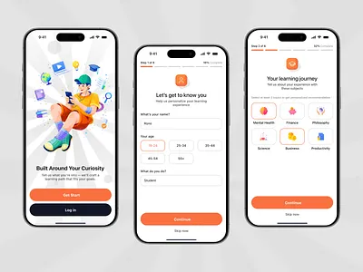 E-learning App - Onboarding Screens ai learning application e learning e learning app edtech education education app ios learning app mobile app design modern ui onboarding screens ui ux