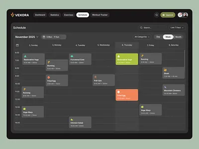 Health & Fitness Dashboard schedule Animation Design ai app fitness app fitness dashboard fitness tracker fitness website health dashboard health tracker healthcare healthcare app modern app ui product design saas web app wellness wellness dashboard workout plan workout tracker
