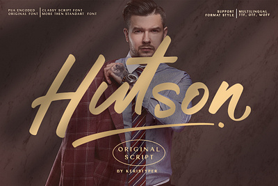 Hutson branding brush brushed calligraphy design elegant font handwriting handwritten illustration logo natural personal retro script signature stylish vintage wedding