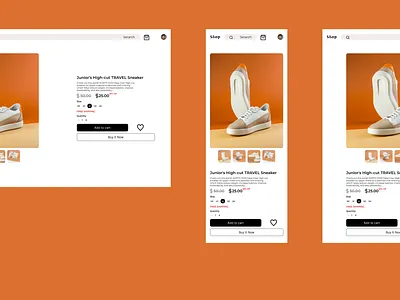 Responsive Sneaker Store UI – Product Page Design 👟 e commerce minimalist. mobile ui product page responsive sneaker ui ui ux design web design