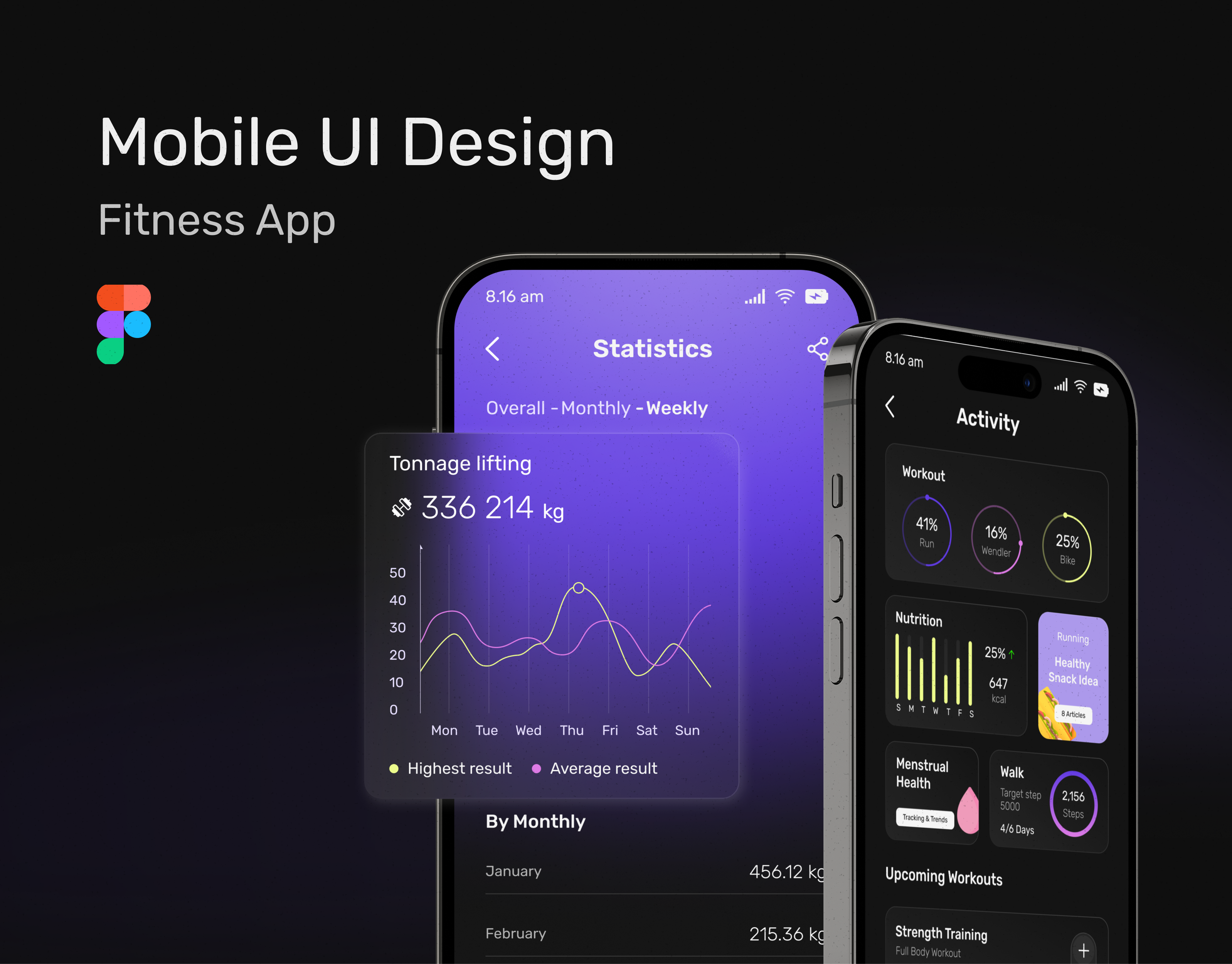 Fitness App UI app design black branding clean design fitness purple ui uiux ux