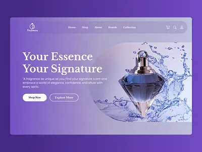 Perfume Website Hero — “Your Essence, Your Signature branding dribbble shot editorial design hero section luxury web design perfume website product website ui design ux design web ui