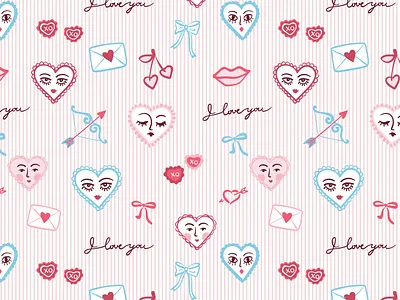 Seamless Valentine's day Pattern background branding design heart pattern illustration love pattern pattern design repeat pattern romance seamless pattern surface design textile pattern valentines day
