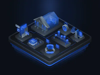 Autopay — Modern AI-Powered Fintech Illustration 2d 2d illustration ai b2b banking building clean dark mode digital finance fintech fintech ui futuristic glow ui illustration investment modern modern ui saas sketch startup