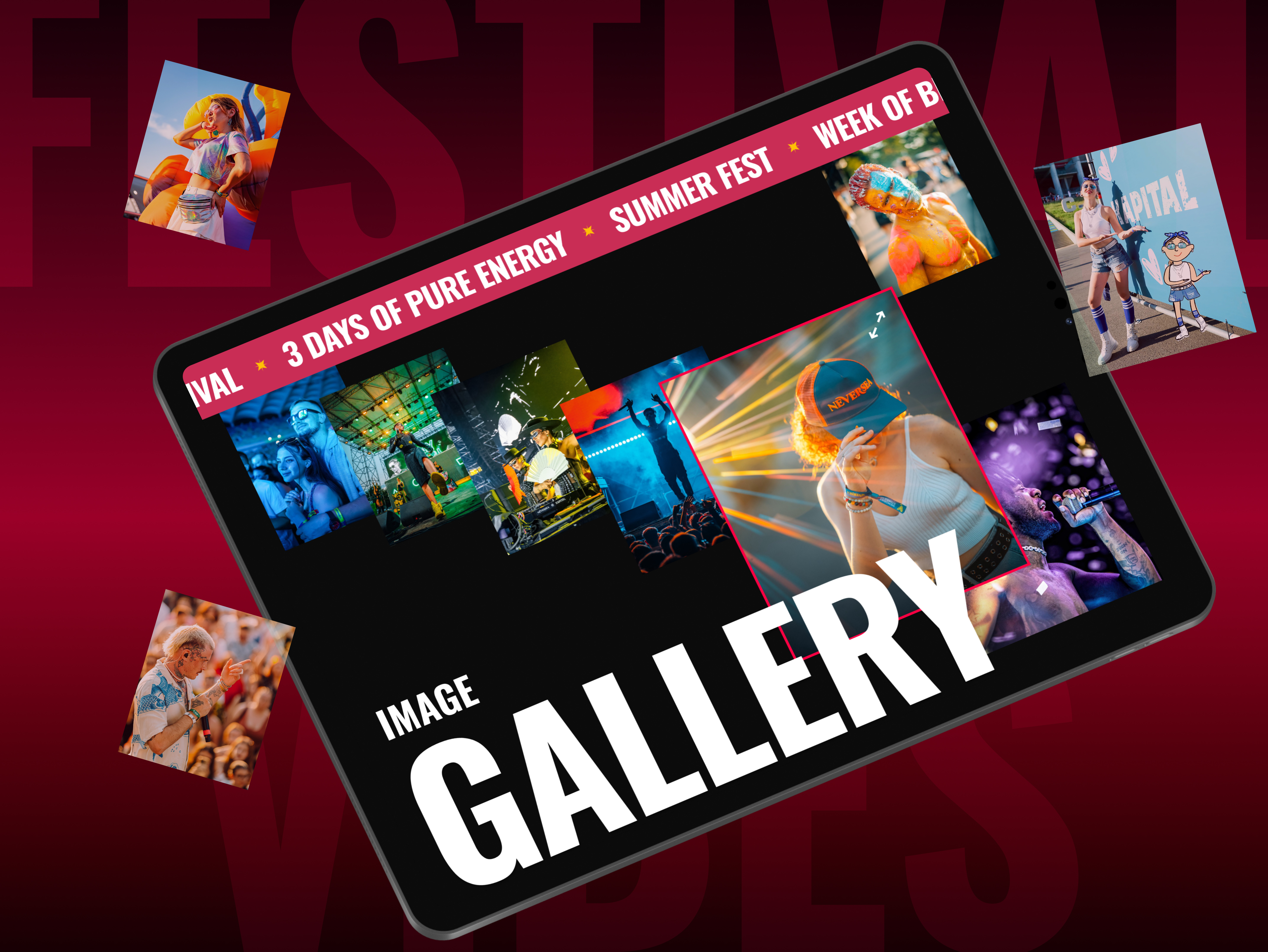 Gallery section concept festival gallery music photo section singers ui ui ux design website