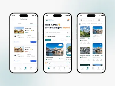 Travel App UI/UX Design booking app clean design minimal ui mobile app design travel app trip planner ui design ux design