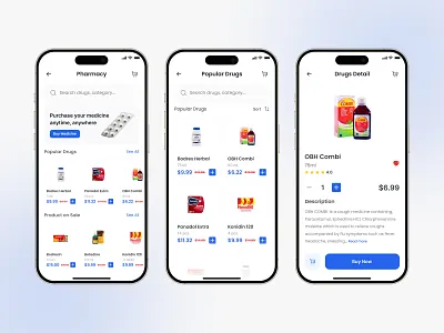 Pharmacy Mobile App UI/UX 3d animation branding clean graphic design illustration landing page logo motion graphics ui