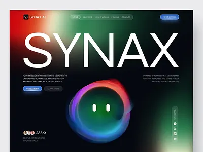 Synax - AI Assistant Website Design ai ai assistant website ai landing page ai platform ai product design app assistant bot chat chatbot design graphic design interface personal ai assistant personal ai assistant website service ui ux web