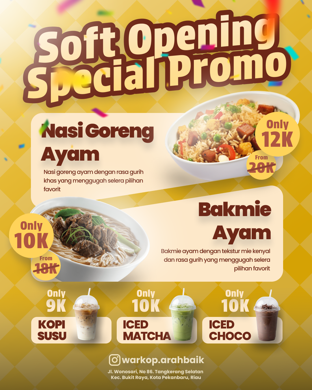 Warkop Soft Opening Promo Poster graphic design