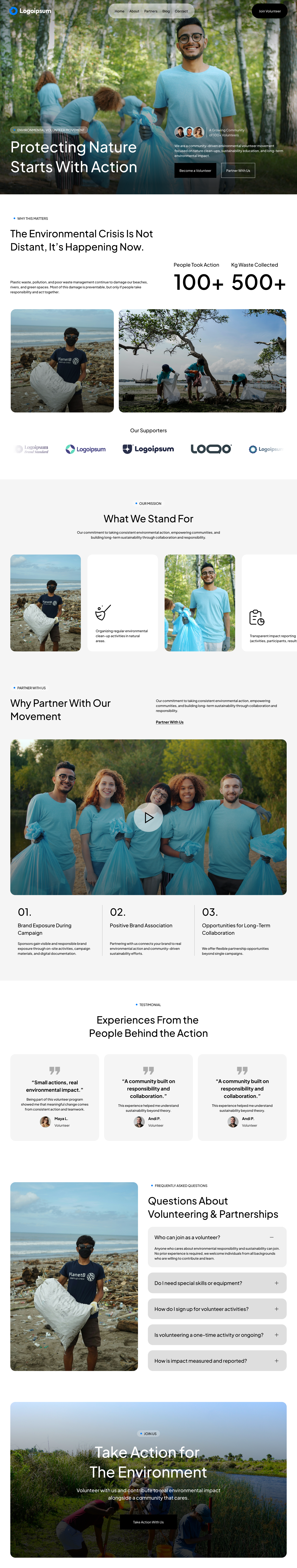 Landing Page Concept for Volunteer Movements ui