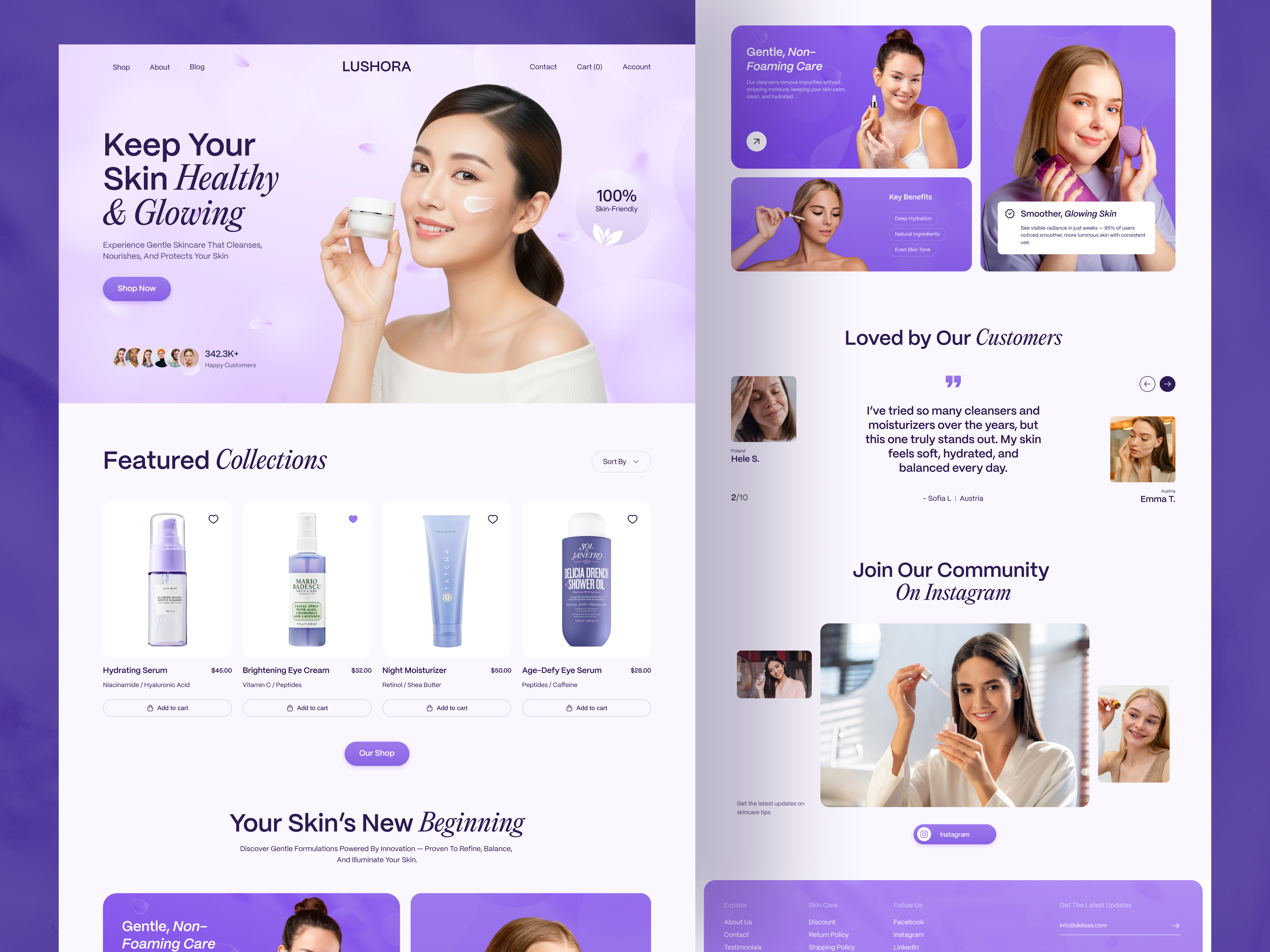 Skin Care Website beauty website clean ui cosmetics cosmetics website ecommerce website modern ui saas agency saas website skincare skincare website ui uiux ux web design web ui website website design
