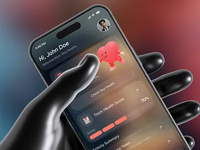 Health & Fitness App UI – Smart Health Tracking Mobile App 3d illustration app app design design fitness app fitness tracking glassmorphism health health app health tracking ios mobile mobile app tracking ui ui design wellness app