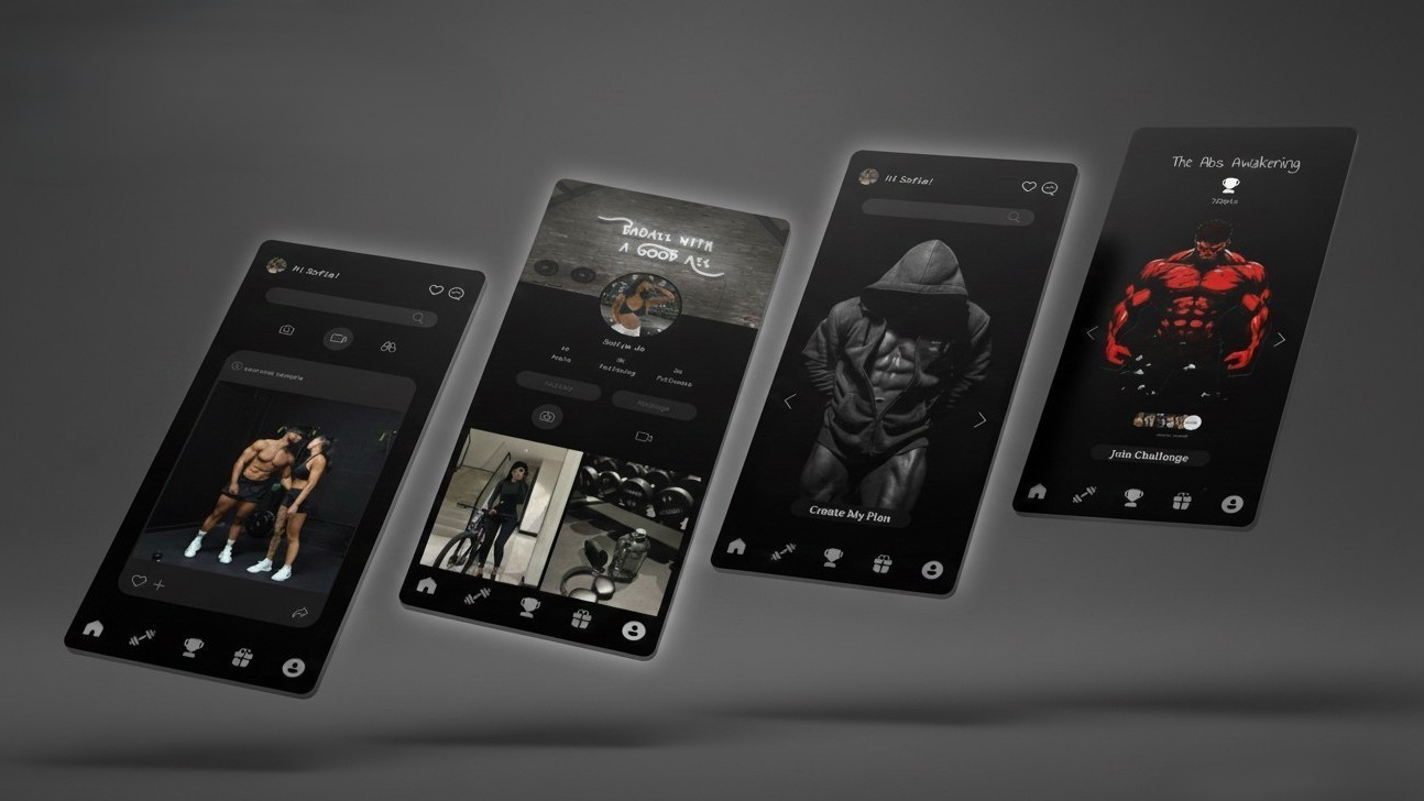 Fitness App – Dashboard UI app design dark mode fitness app graphic design mobile app ui ux