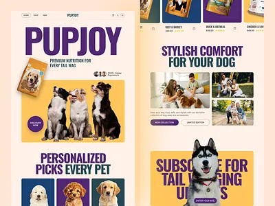 Dog Food Landing Page UI - Pet Care E-commerce Website Design creativeui dogfoodbrand ecommerceui petcarebranding petfood petwebsite