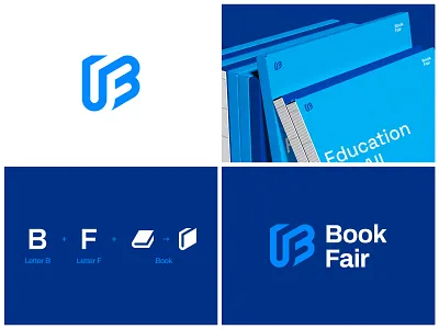 B + F Book Logo Design b logo book book logo book publishing bookstore design education logo educational logo f logo library logo logo monogram logo
