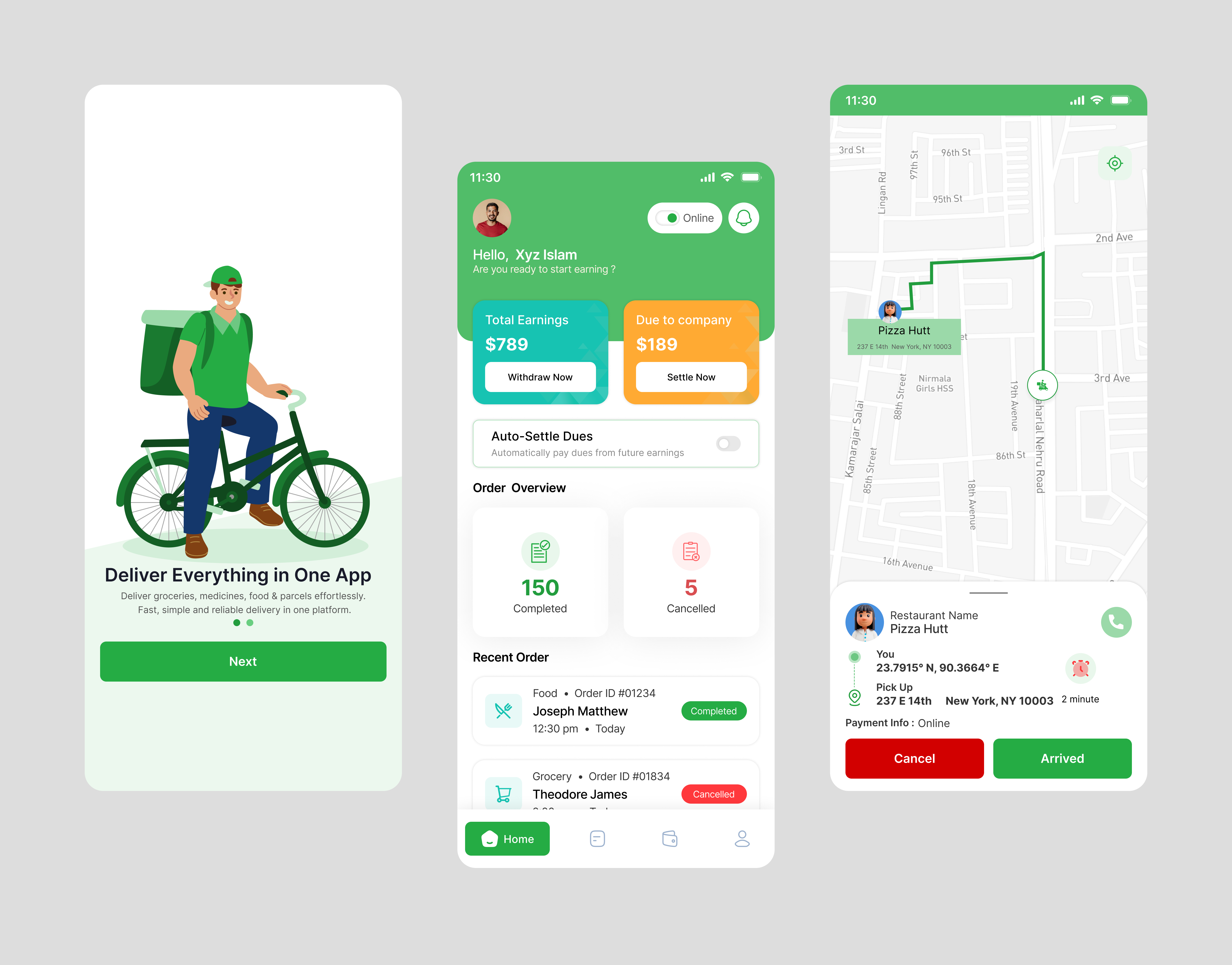 Example of On Demand Delivery App UI/UX Design