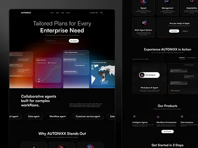 Automation & AI Agent Website ai artificial intelligence automation b2b dark mode enterprise interface landing page platform product design saas startup tech technology ui ui design ux web web design website