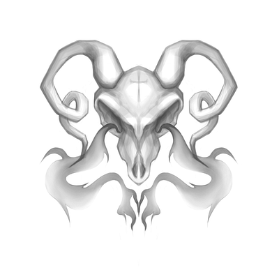 Sketch of a ram's skull illustration