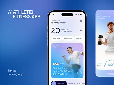 AthletiQ – Fitness & Workout Mobile App UI UX Design app interface app ui exercise app fitness app fitness ui gym app health app home workout ios app mobile app design mobile ui personal training product design sports app ui ui design ux design wellness app workout app