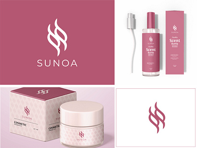 Sunoa Beauty monogram logo design, cosmetics logo bottol boutique box brand china cosmetic england europ fashion identity japan logo logo typo luxury meckup netherland perfume s icon s logo visual