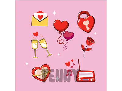 Valentine's Day Related Cartoon Objects Collection background celebration couple dating day feast february festive happy heart holiday love lovely relation relationship romance romantic saint together valentine
