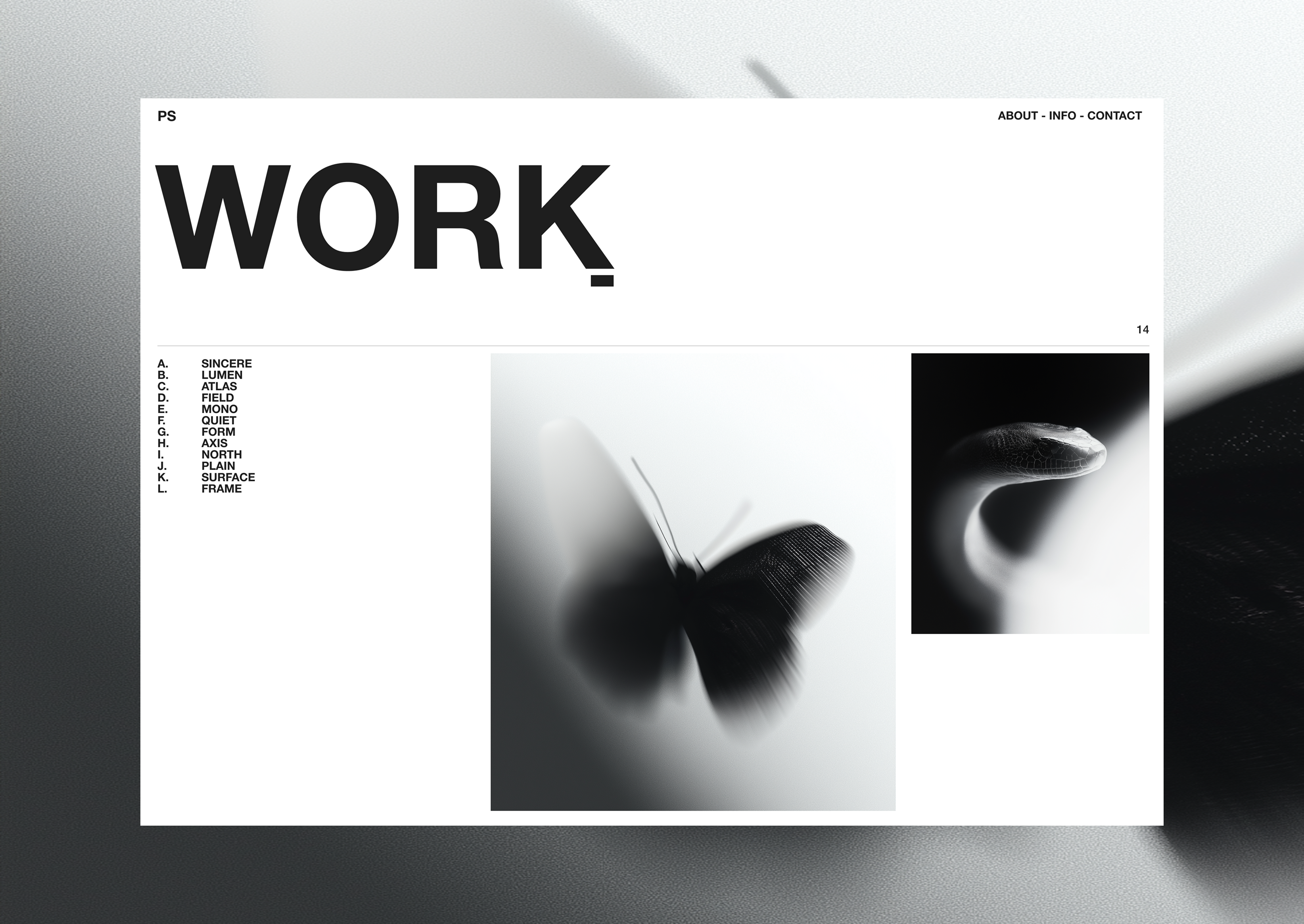 Minimal Work Page for Agency Website clean website creative design minimal studio website modern studio website ui ux design web design website design