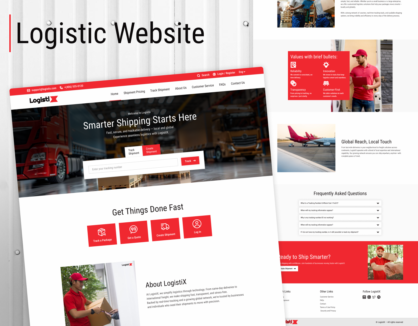 LogistiX – Logistics & Shipping Website UI Design branding cargo shipping logistics logistics company logistics website logistics website design shipping website shipping website design transport website design uiux web design