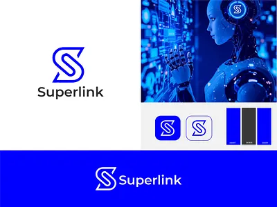 Superlink– Modern AI & Technology Logo Design 🔥 branding design graphic design illustration logo typography vector