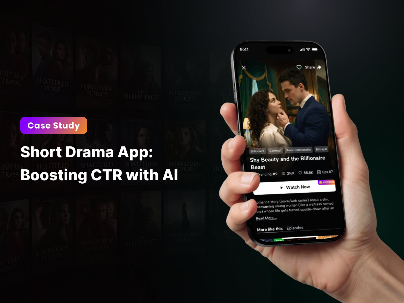 Short Drama App: Boosting CTR with AI Visuals ab testing ai design app design case study cinematic conversion data driven drama drama app entertainment growth design mobile app movie product design redesign streaming app ui ux user experience ux case study ux research