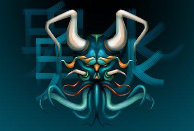 Japanese demon mask design graphic design illustration vector