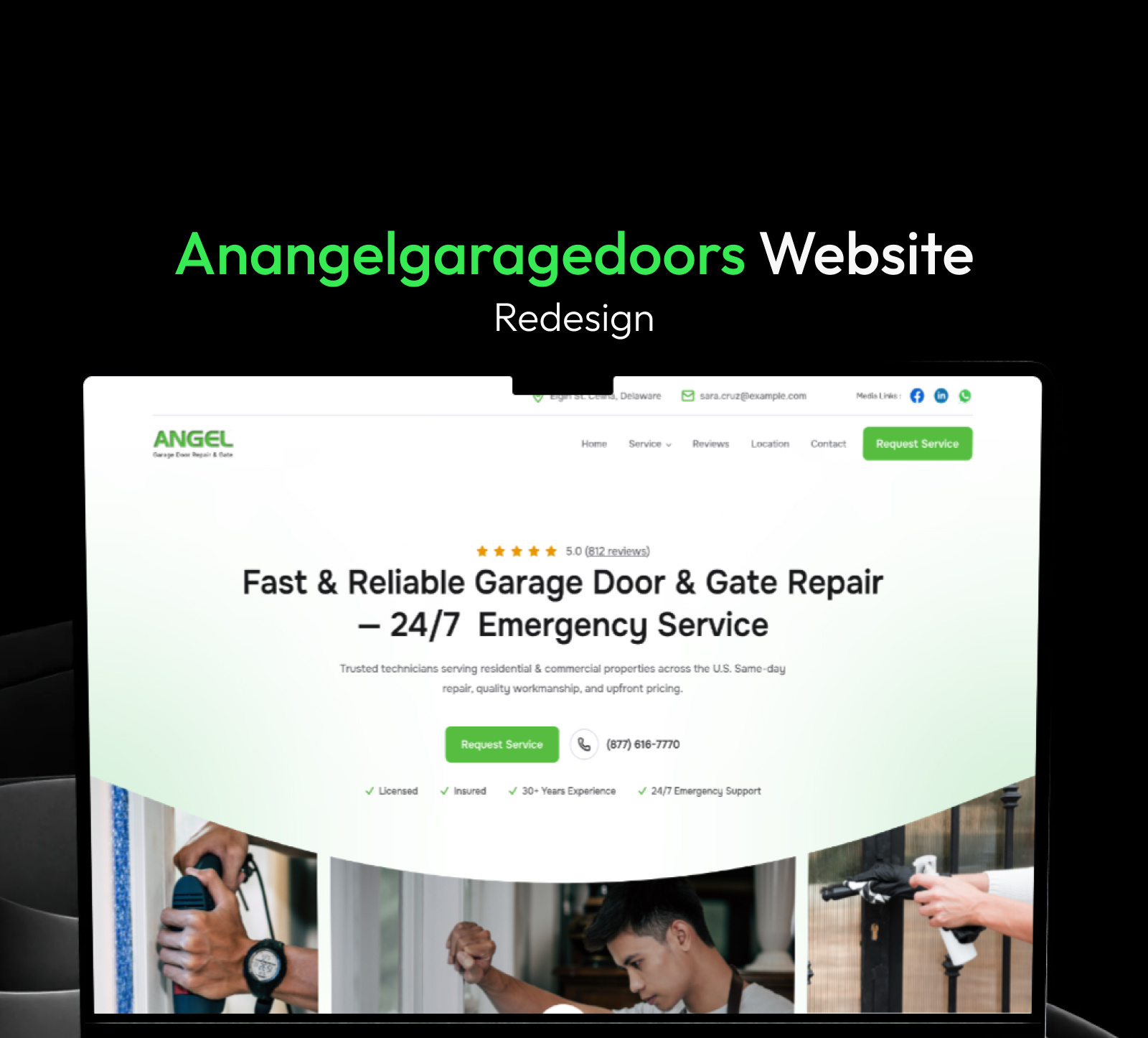 Angelgaragedoors Website - Redesign Concept animation app case study dashboard graphic design icon illustration landing page landingpage logo motion graphics product design saas service ui vector web web design webapp website