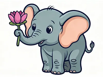 Cute elephant vector illustration 3d african animal animals animation app branding design graphic design illustration logo motion graphics ui vector