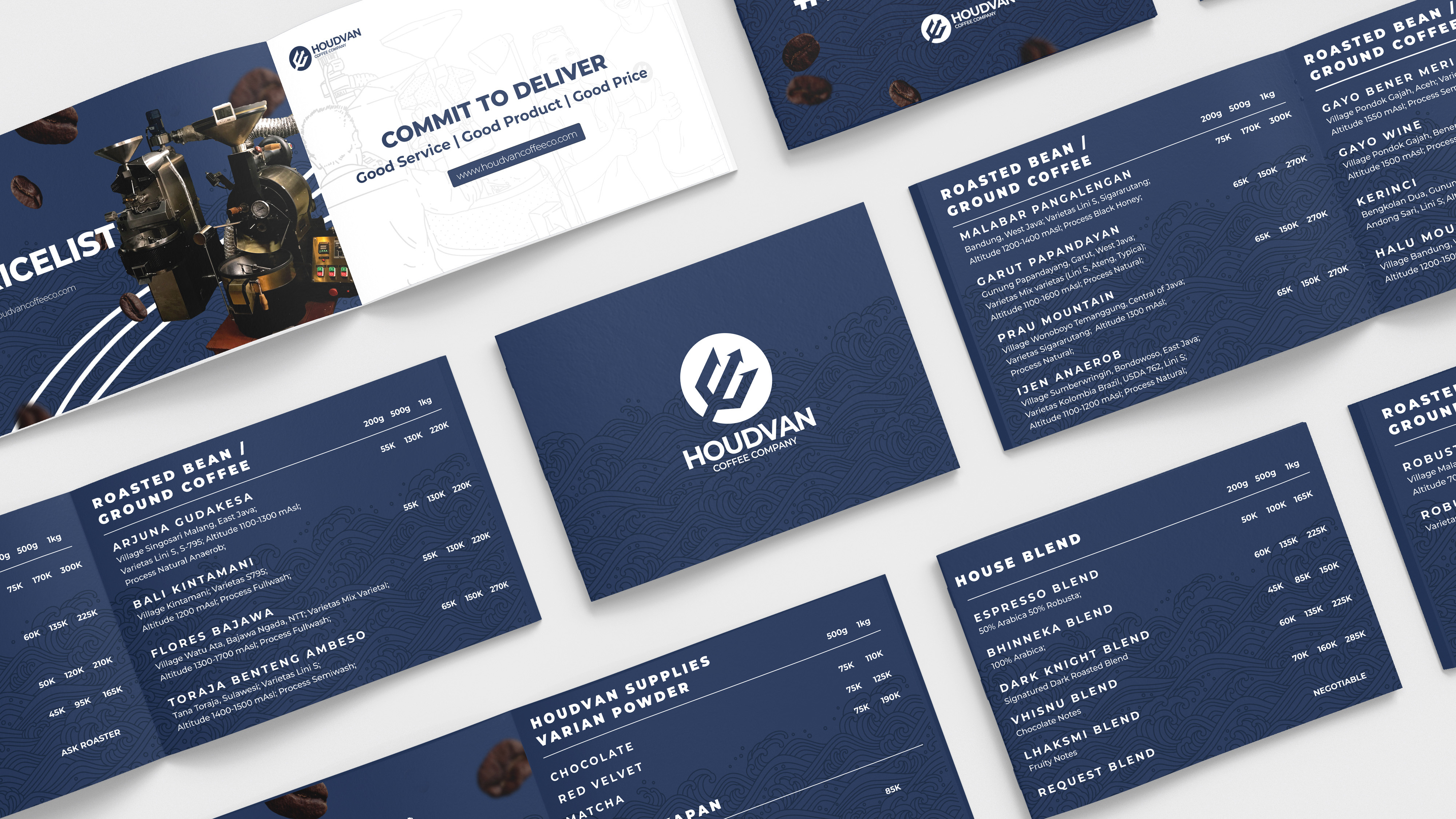 Branding Houdvan Coffee Roastery blue brand branding coffee coffee beans coffeeshop design graphic design illustration indonesia japan kanagawa wave logo logo design logogram logomark poseidon roastery coffee symbol vector