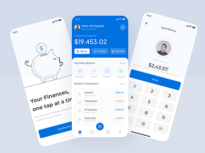 e- wallet Finance mobile app app bank banking app finance finance app flat design minimal design splash screen ui uiux visual design wallet
