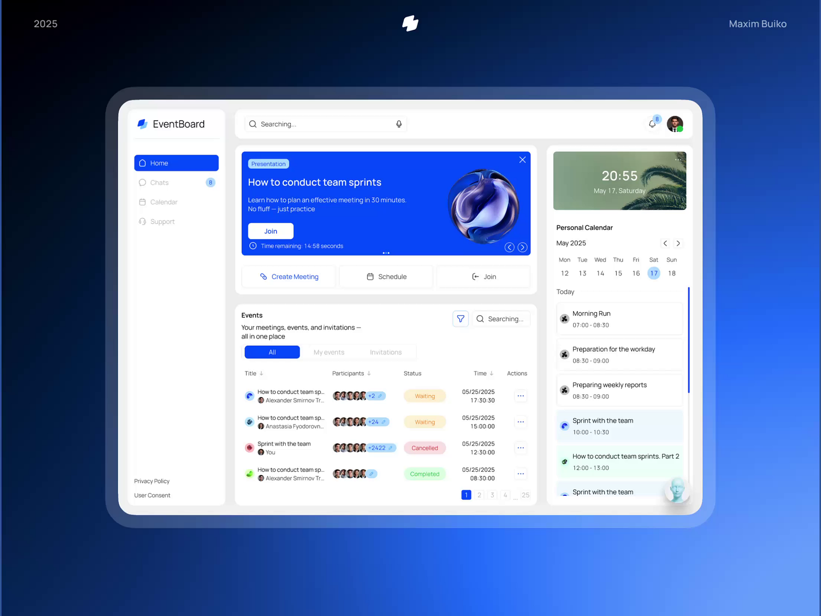EventBoard — Event Planning Dashboard | UI/UX Design by Maxim Buiko on ...
