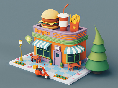 Burger s burger burger shop stylized