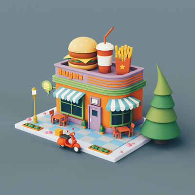 Burger s burger burger shop stylized