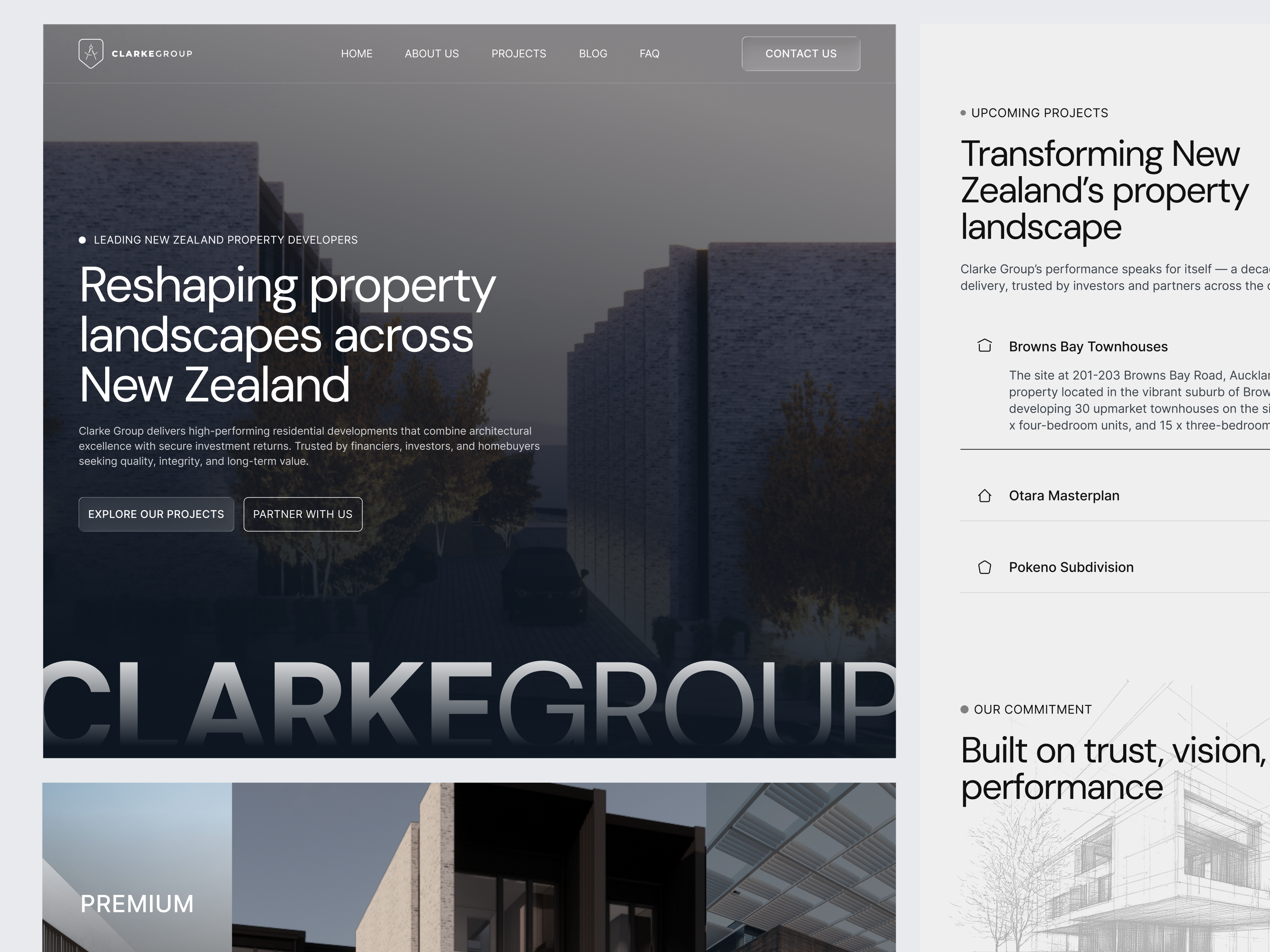 Clarkegroup - Arsitecture Landing Page architecture architecturewebsite barkahlabs clean design figma framer landing page modern professional property property company ui web web design webflow website website design